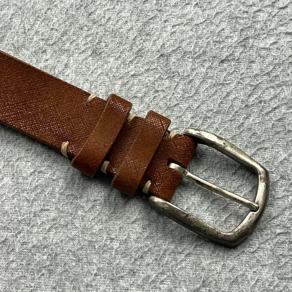 Allen Edmonds Hampton Ave Belt Mens 38 Brown Leather Solid Brass Buckle USA